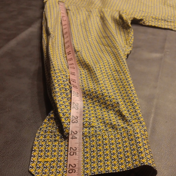 Cinch Yellow and Blue Casual Button Down Shirt - Picture 7 of 9